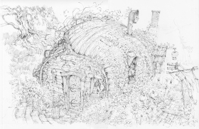 Line drawing for Hagrid's Hut